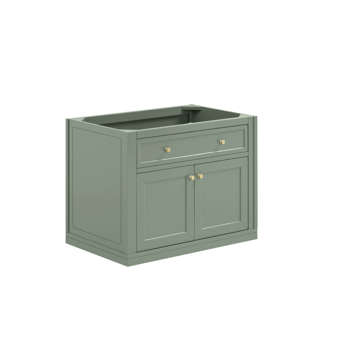 Chicago 36" Single Vanity, Smokey Celadon, w/ 3 CM Eternal Jasmine Pearl Silestone® Top
