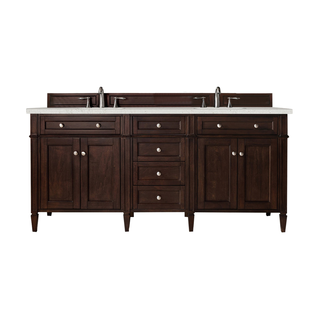 Brittany 72" Double Vanity, Burnished Mahogany w/ 3 CM Lime Delight Silestone Top