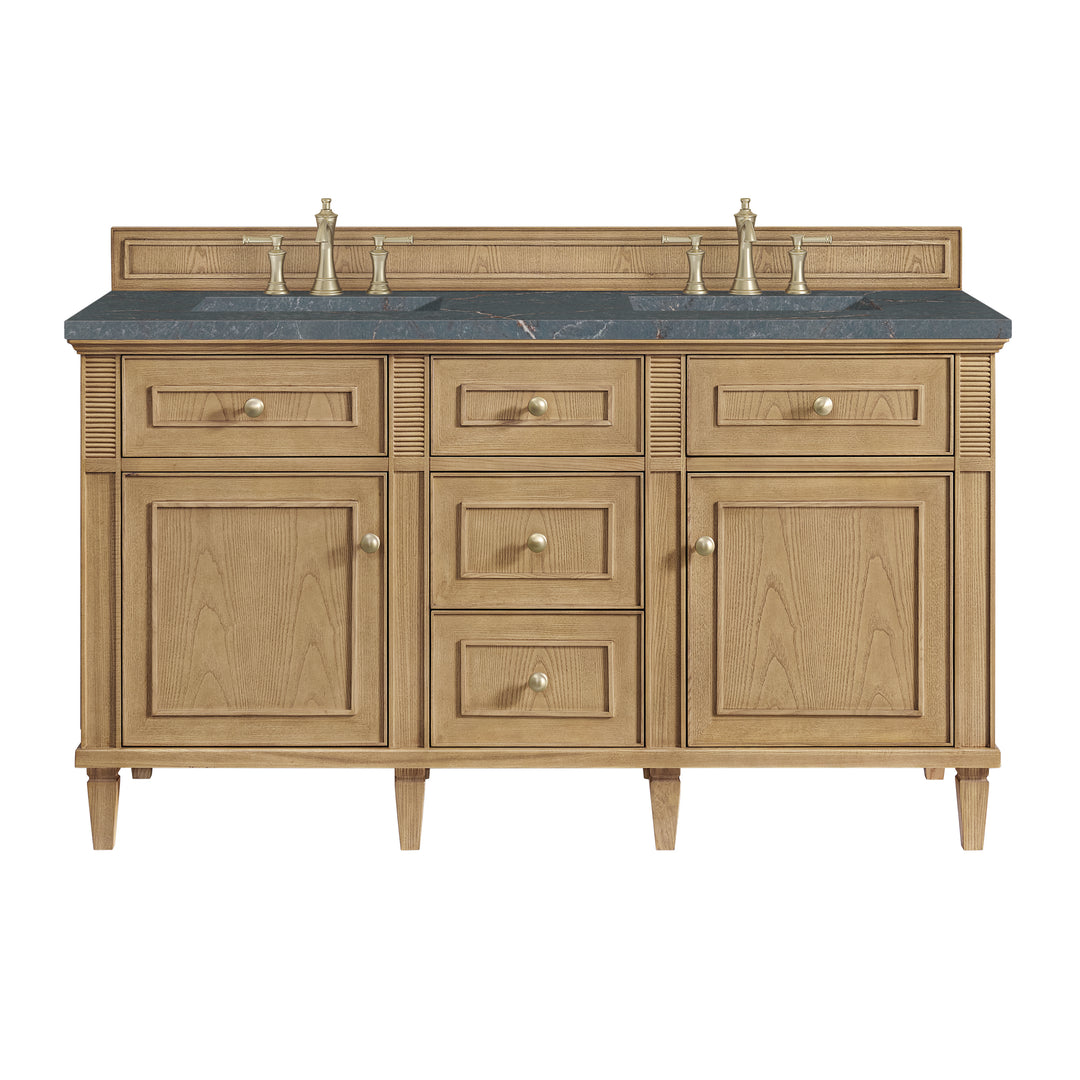 Lorelai 60" Double Vanity, Light Natural Oak w/ 3 CM Parisien Bleu Silestone Top