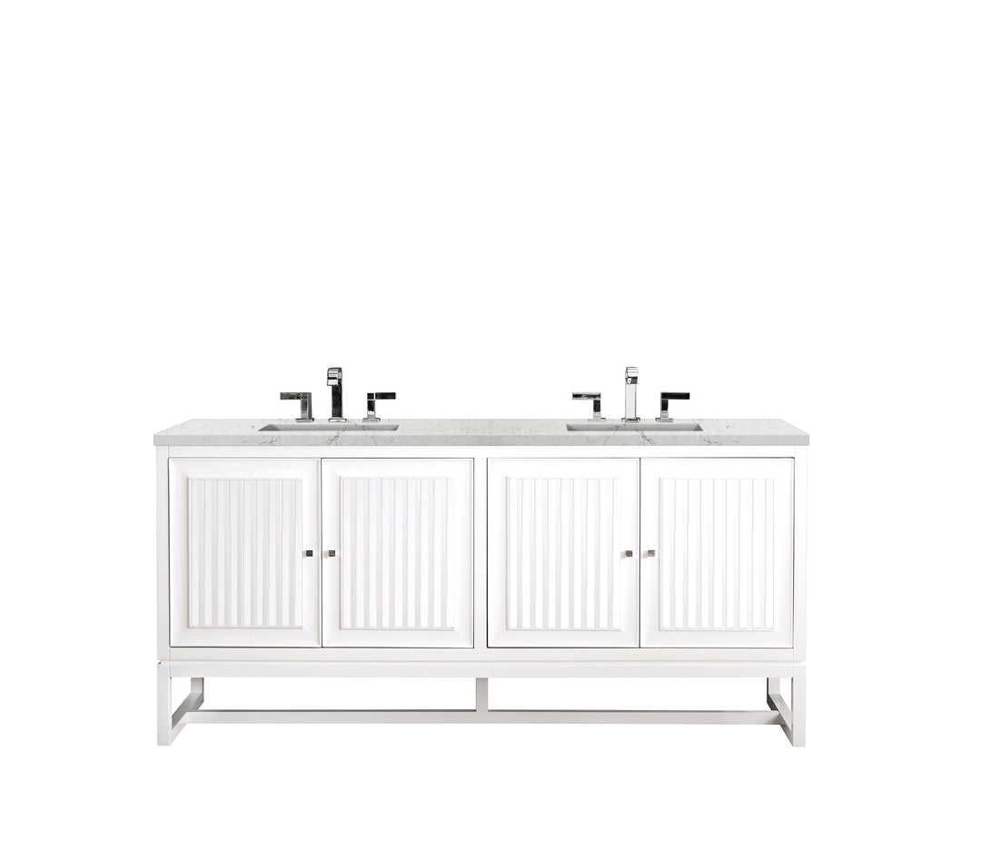 Athens 72" Double Vanity, Glossy White w/ 3 CM Eternal Jasmine Pearl Silestone Top