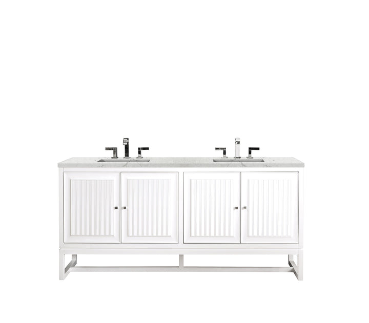 Athens 72" Double Vanity, Glossy White w/ 3 CM Eternal Jasmine Pearl Silestone Top