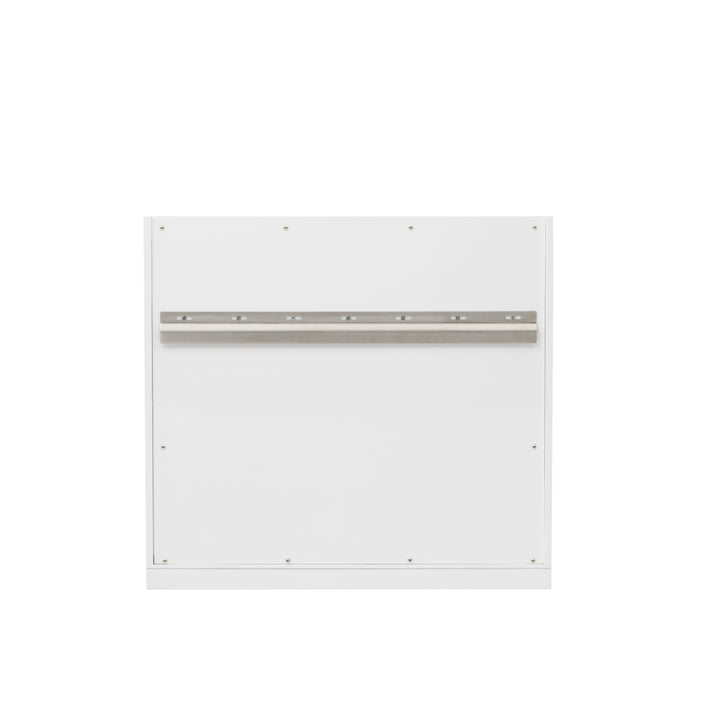 Chicago 30" Single Vanity, Glossy White, w/ Single Hole 3CM White Zeus Silestone® Top & Backsplash