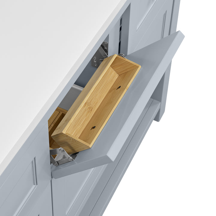 Breckenridge 60" Double Vanity, Serenity Blue, w/ 3 CM Eternal Jasmine Pearl Quartz Top