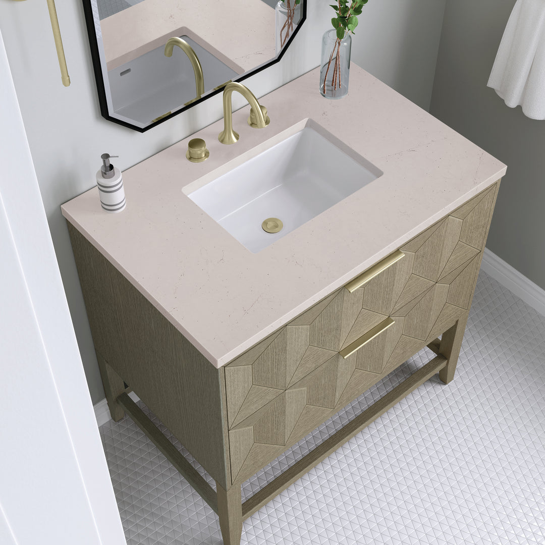 Emmeline 36" Single Vanity, Pebble Oak w/ 3 CM Eternal Marfil Top