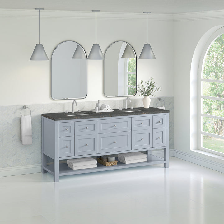 Breckenridge 72" Double Vanity, Serenity Blue w/ 3 CM Parisien Bleu Top