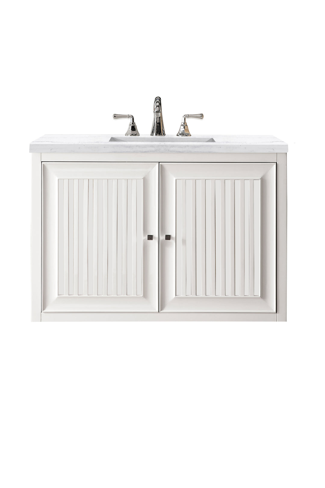 Athens 36" Single Vanity, Glossy White w/ 3 CM Arctic Fall Solid Surface Top