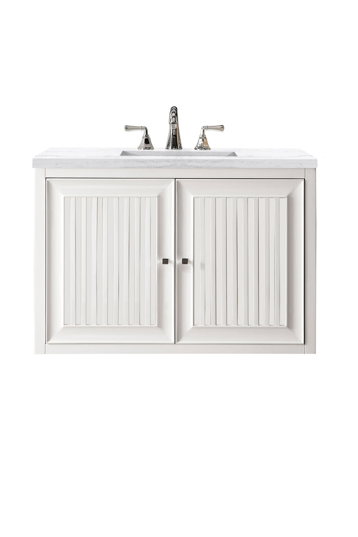 Athens 36" Single Vanity, Glossy White w/ 3 CM Arctic Fall Solid Surface Top