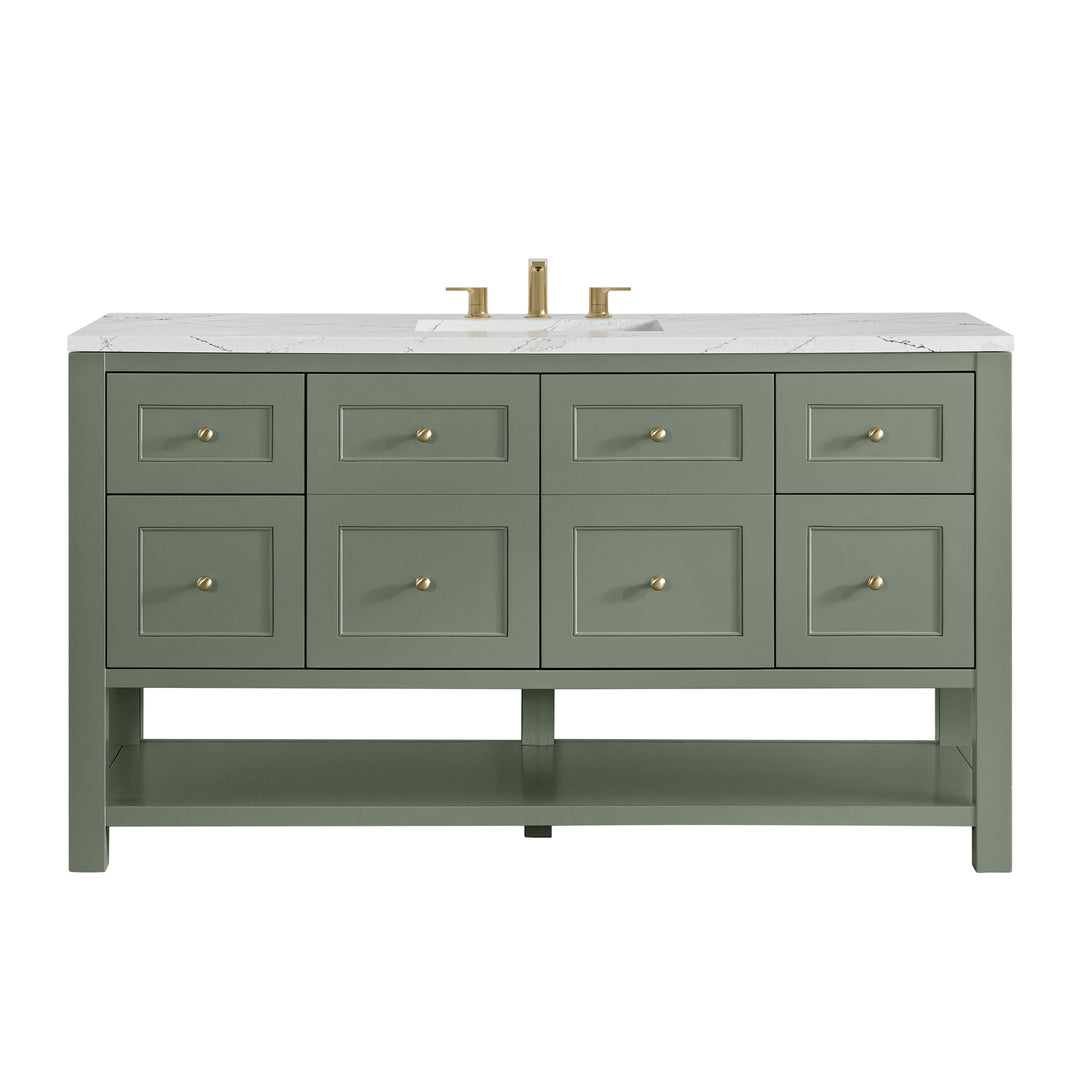 Breckenridge 60" Single Vanity, Smokey Celadon, w/ 3 CM Ethereal Noctis Quartz Top