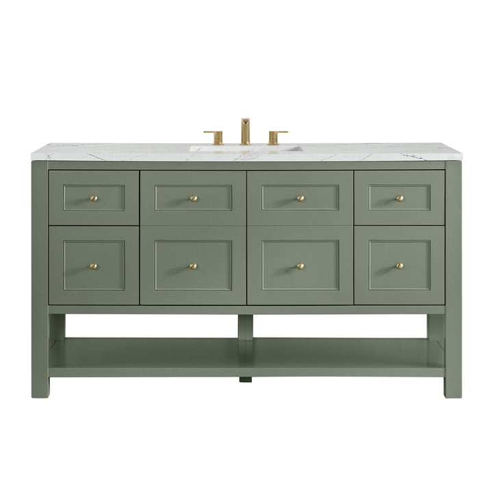 Breckenridge 60" Single Vanity, Smokey Celadon, w/ 3 CM Ethereal Noctis Quartz Top