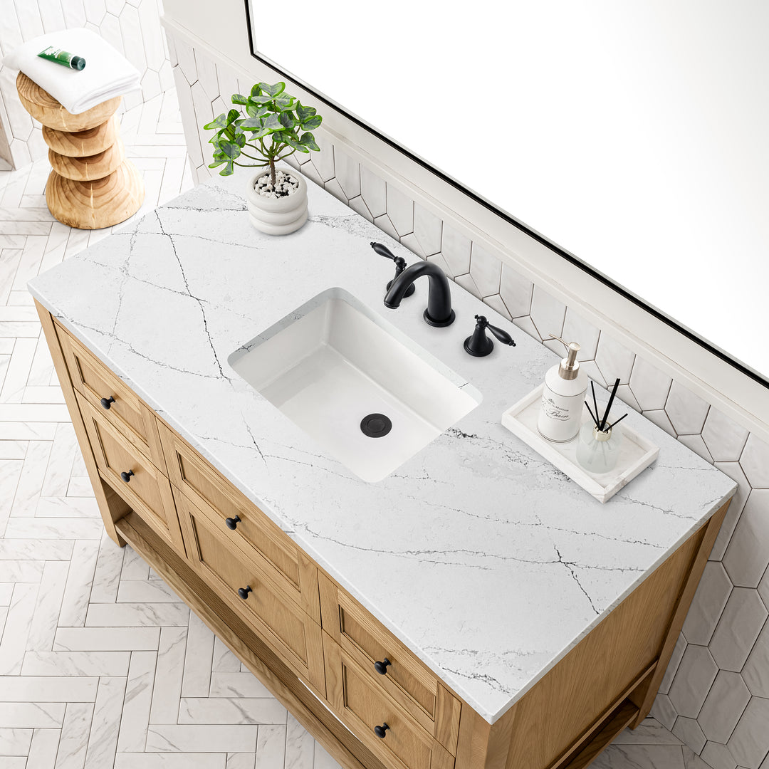 Breckenridge 48" Single Vanity, Light Natural Oak w/ 3 CM Ethereal Noctis Top w/FreePower Wireless Charger
