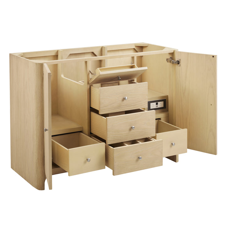 Gracyn 48" Single Vanity, Coastal Driftwood, w/ 3 CM Victorian Silver Silestone Top w/ FreePower Wireless Charger