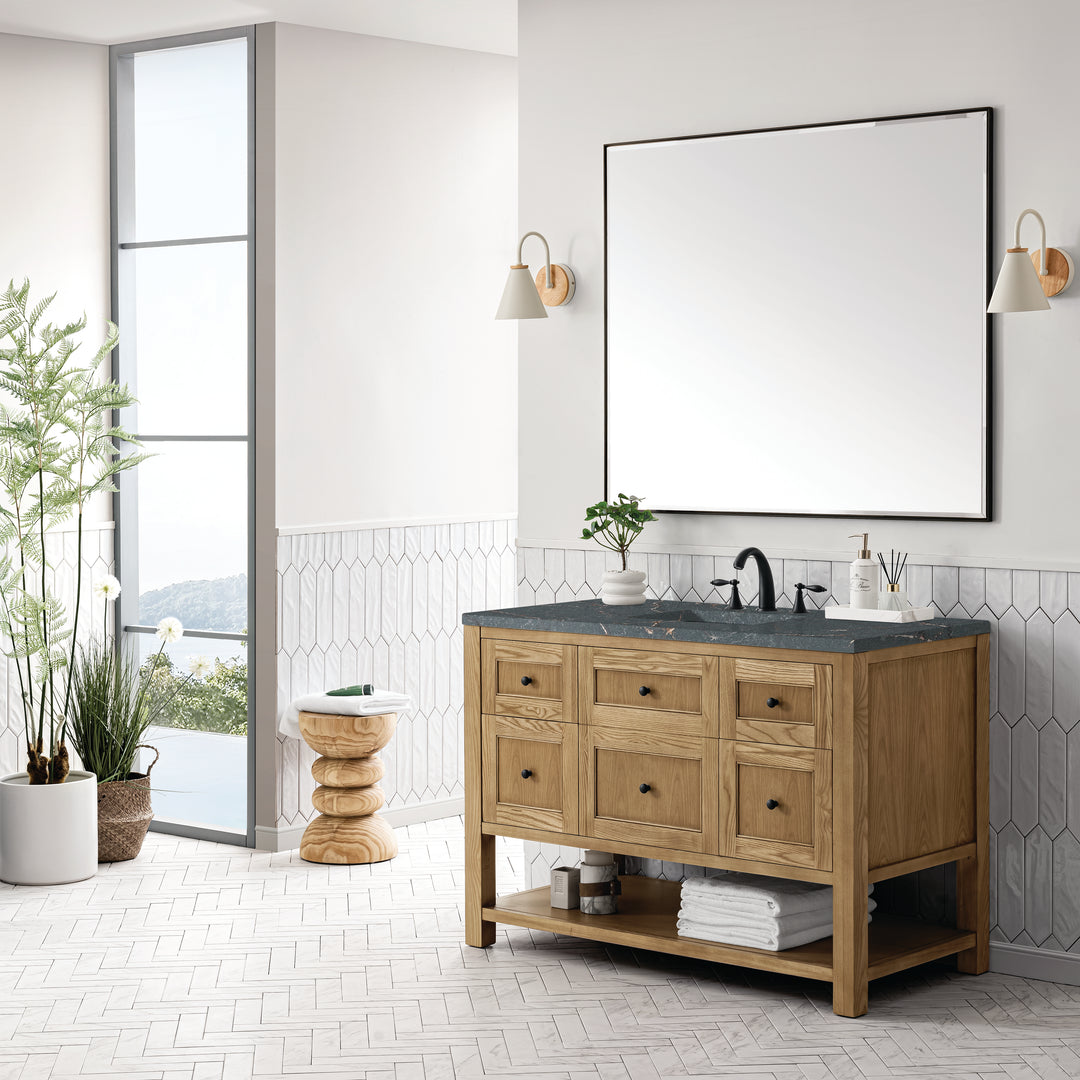 Breckenridge 48" Single Vanity, Light Natural Oak w/ 3 CM Parisien Bleu Top w/FreePower Wireless Charger