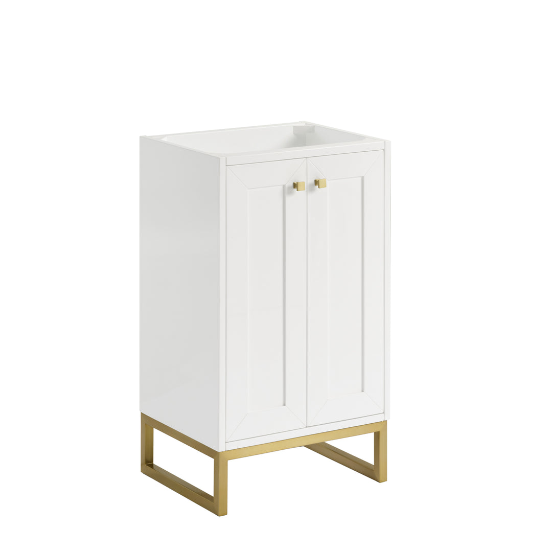 Chianti 20" Single Vanity, Glossy White, Champagne Brass, w/ White Glossy Composite Stone Top