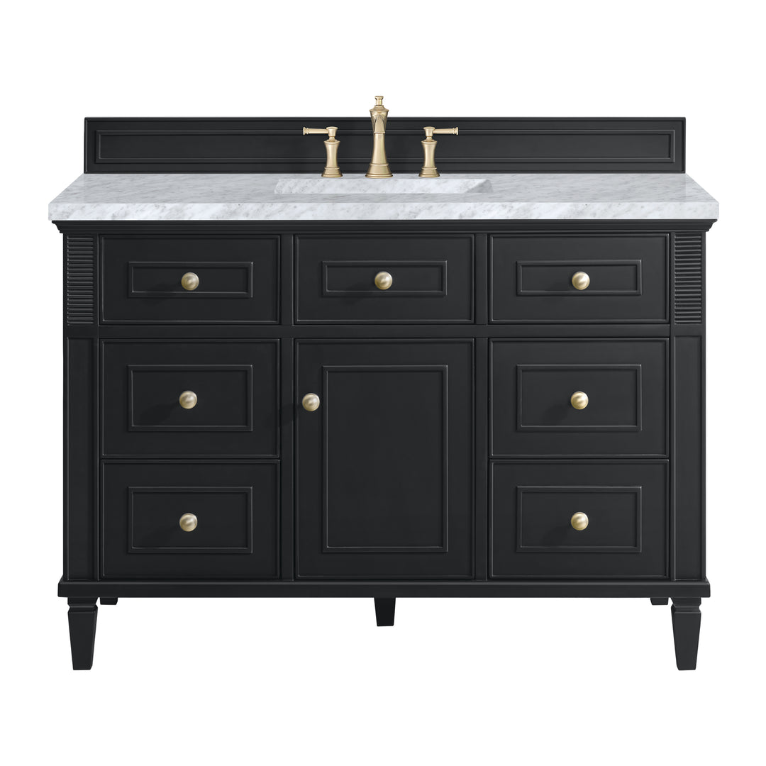 Lorelai 48" Single Vanity, Black Onyx w/ 3 CM Carrara White Marble Top