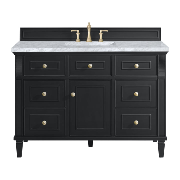 Lorelai 48" Single Vanity, Black Onyx w/ 3 CM Carrara White Marble Top