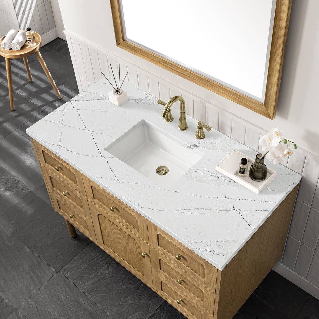 Laurent 48" Single Vanity, Light Natural Oak w/ 3 CM Ethereal Noctis Top