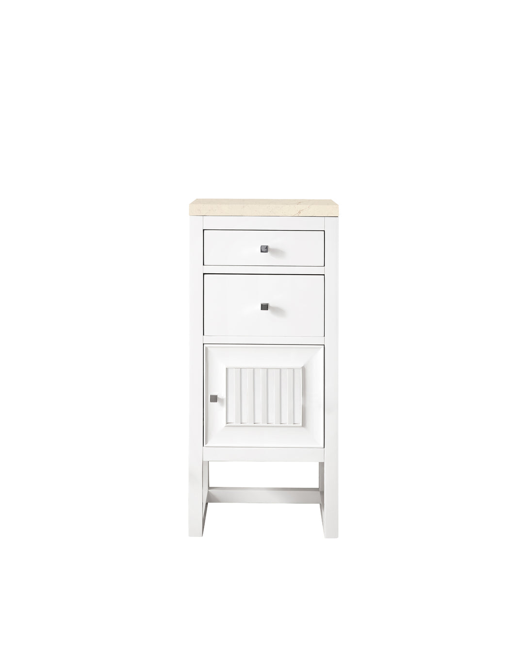 Athens 15" Base Cabinet w/ Drawers and Right Door, Glossy White w/ 3 CM Eternal Marfil Top