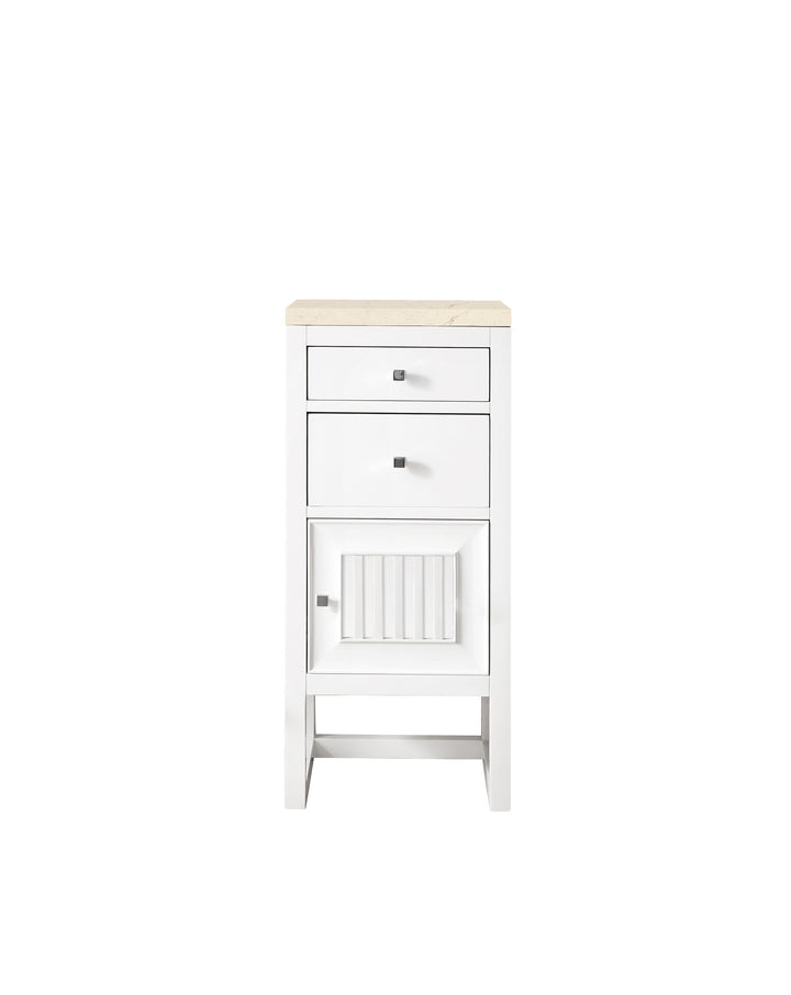 Athens 15" Base Cabinet w/ Drawers and Right Door, Glossy White w/ 3 CM Eternal Marfil Top