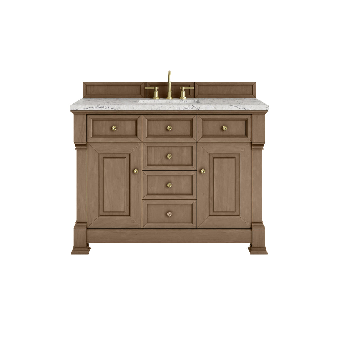 Brookfield 48" Single Vanity, Pecan w/3 CM Eternal Jasmine Pearl Silestone® Top
