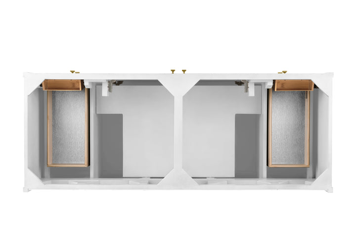 Chicago 60" Double Vanity, Glossy White, w/ 3 CM Victorian Silver Silestone® Top w/FreePower Wireless Charger