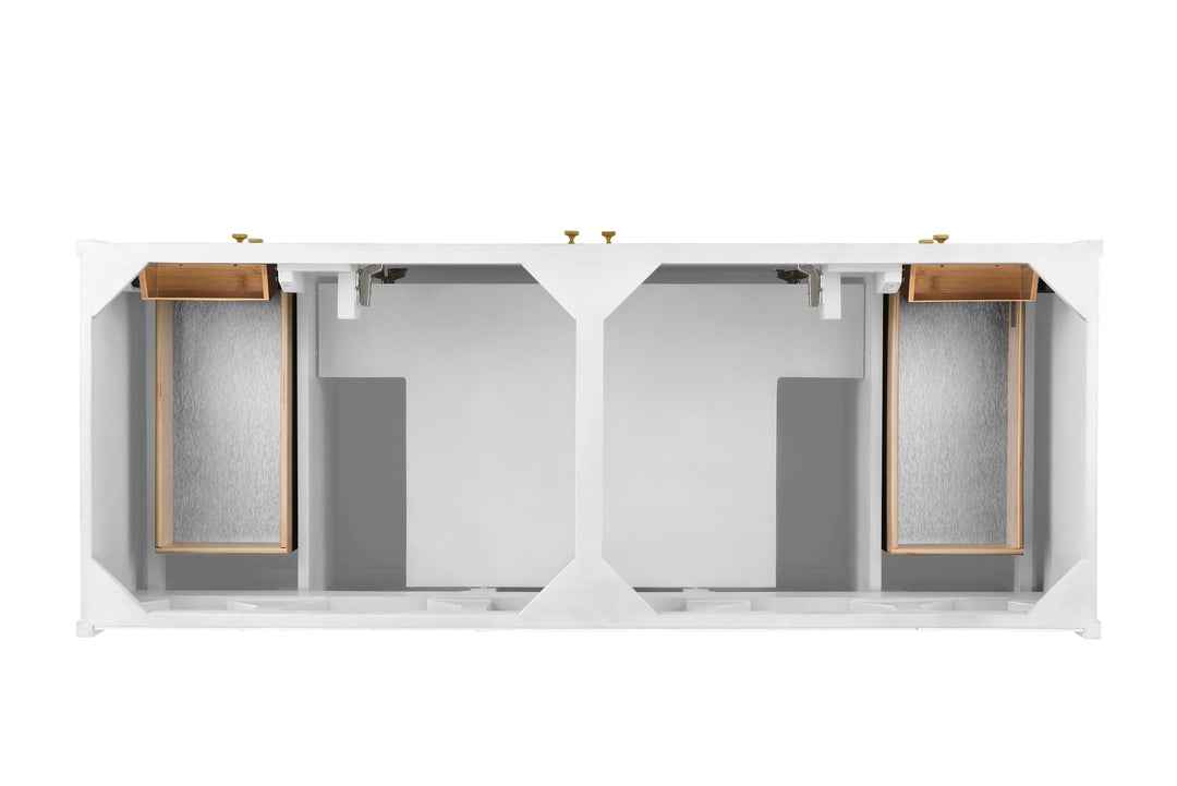 Chicago 60" Double Vanity, Glossy White, w/ 3 CM Ethereal Noctis Silestone® Top w/FreePower Wireless Charger