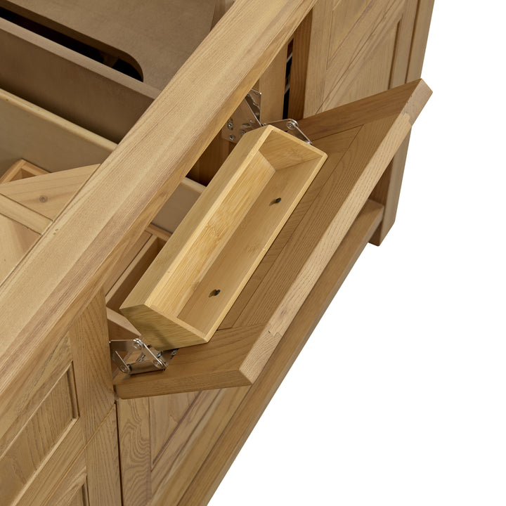 Breckenridge 60" Double Vanity, Light Natural Oak, w/ 3 CM Arctic Fall Solid Surface Top