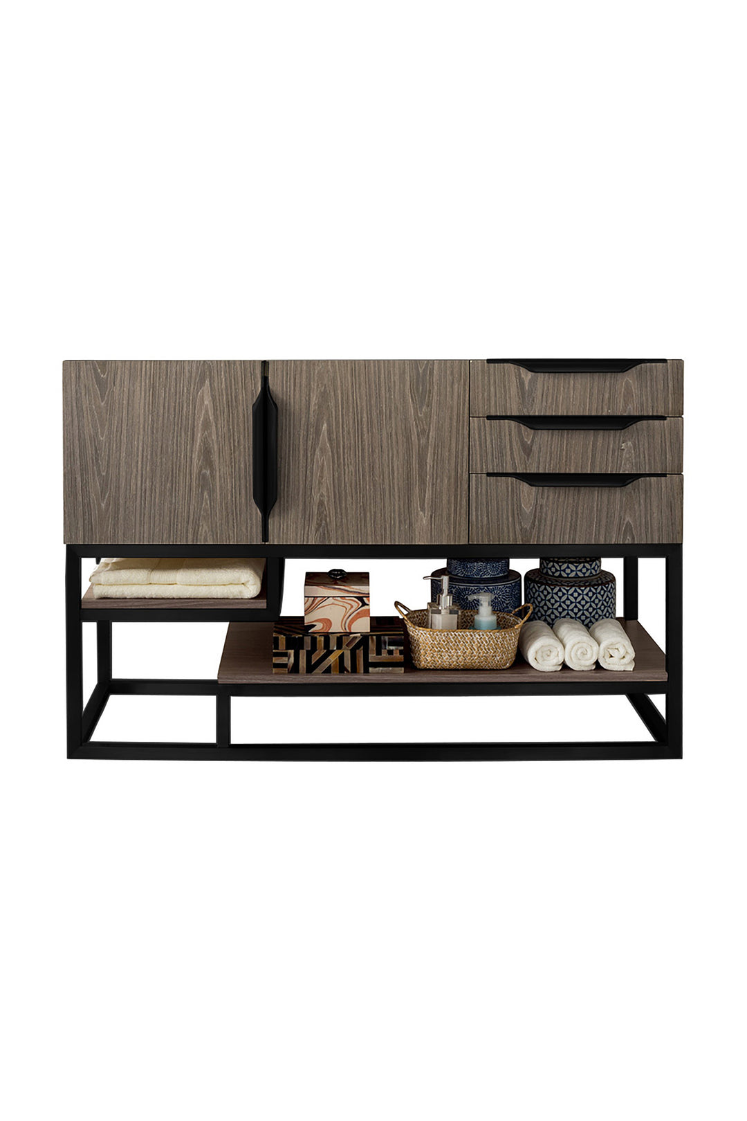 Columbia 48" Single Vanity Cabinet, Ash Gray, Matte Black