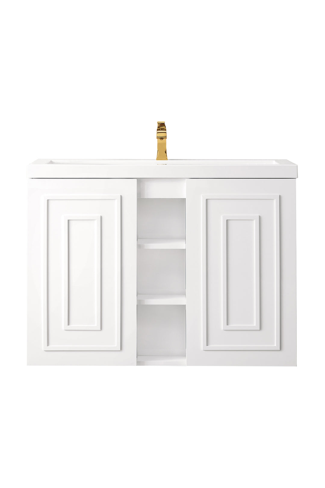 Alicante 39.5" Single Vanity, Glossy White w/ White Glossy Composite Stone Top