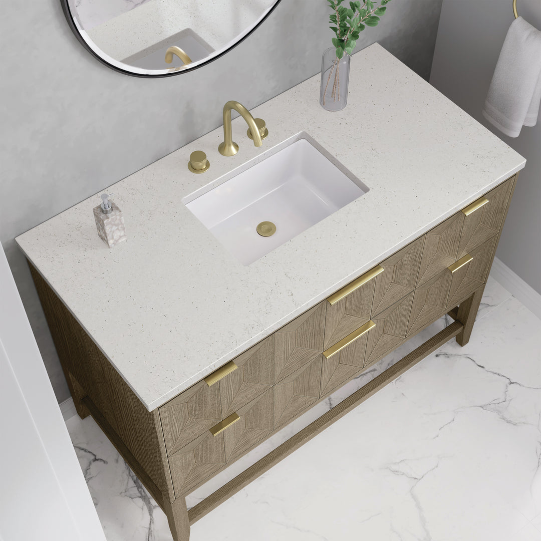 Emmeline 48" Single Vanity, Pebble Oak w/ 3 CM Lime Delight Silestone Top