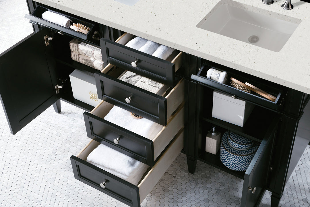 Brittany 60" Double Vanity, Black Onyx w/ 3 CM Lime Delight Silestone Top