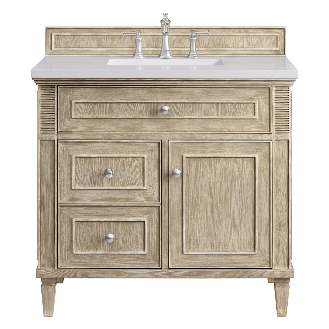Lorelai 36" Single Vanity, Whitewashed Oak w/ 3 CM White Zeus Silestone Top