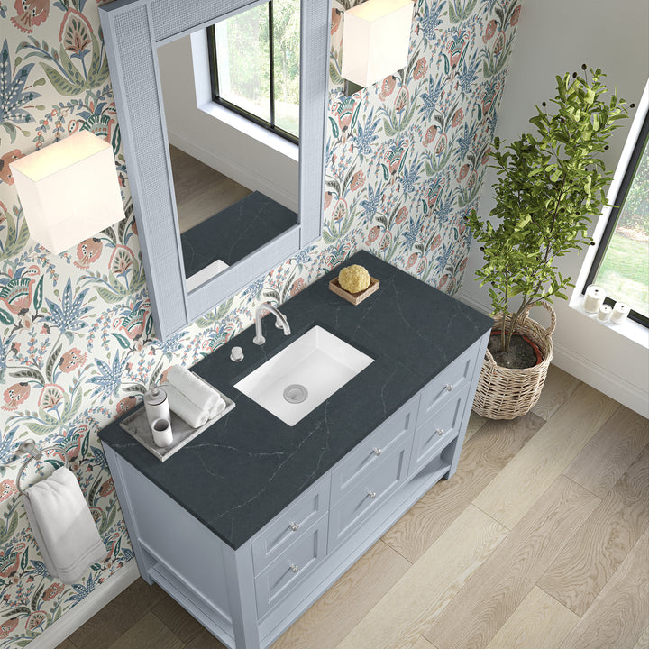 Breckenridge 48" Single Vanity, Serenity Blue, w/ 3 CM Charcoal Soapstone Quartz Top