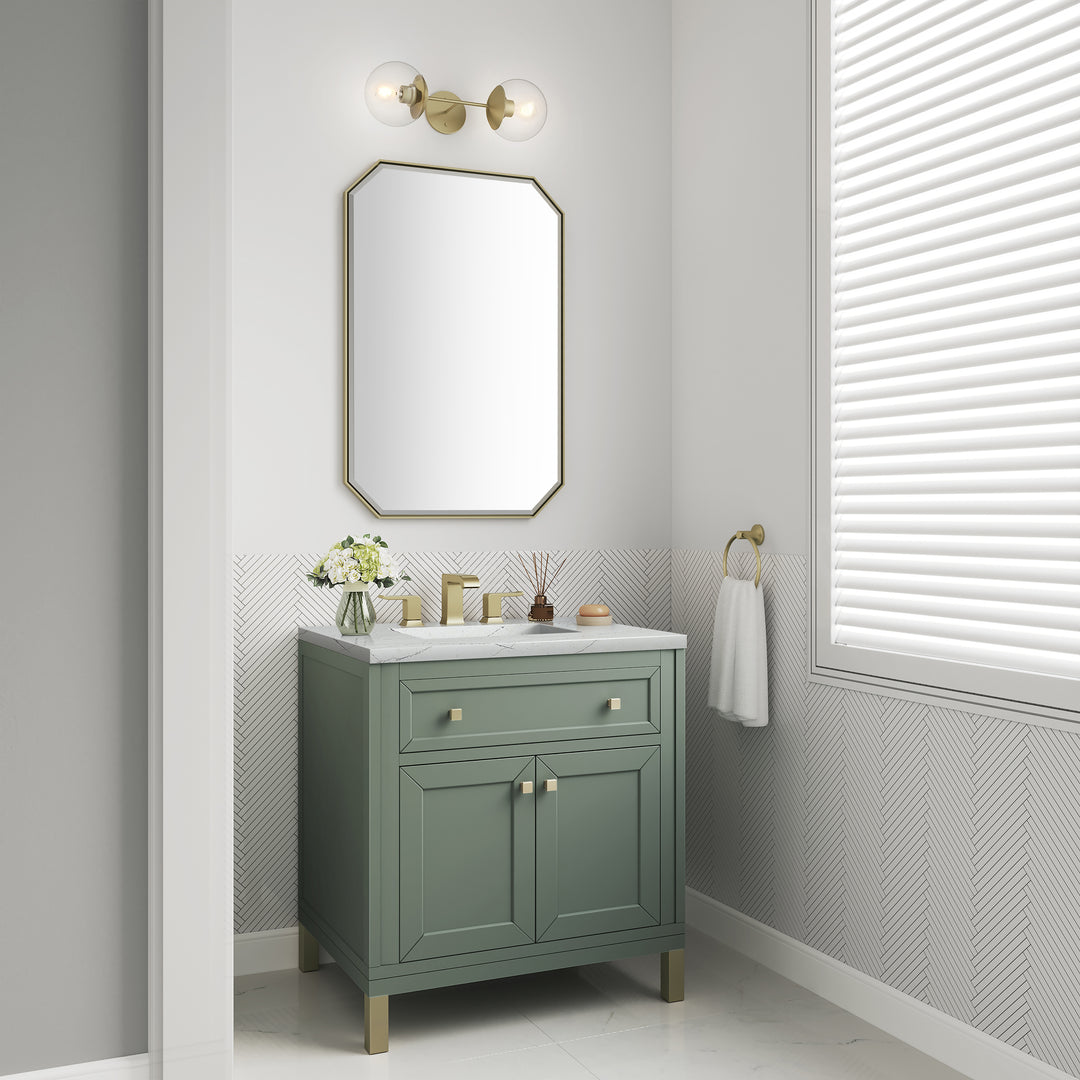 Chicago 30" Single Vanity, Smokey Celadon, w/ 3 CM Ethereal Noctis Silestone® Top