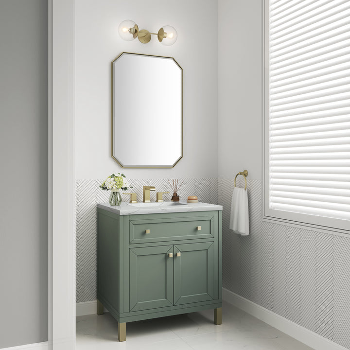 Chicago 30" Single Vanity, Smokey Celadon, w/ 3 CM Ethereal Noctis Silestone® Top