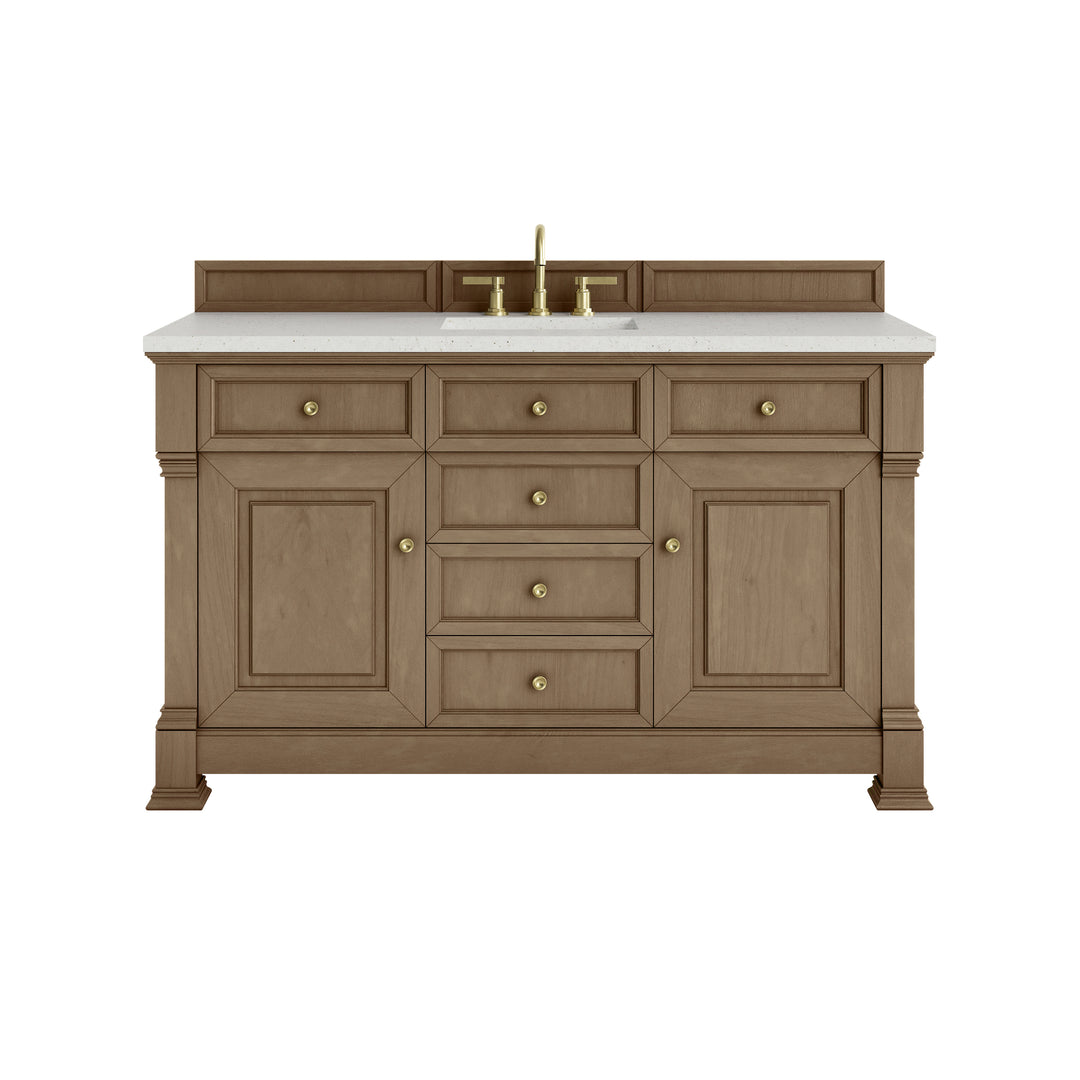 Brookfield 60" Single Vanity, Pecan w/ 3 CM Lime Delight Silestone®  Top