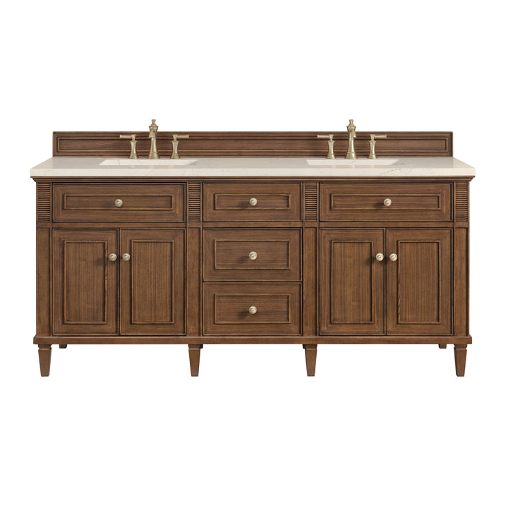 Lorelai 72" Double Vanity, Mid-Century Walnut w/ 3 CM Eternal Marfil Silestone Top
