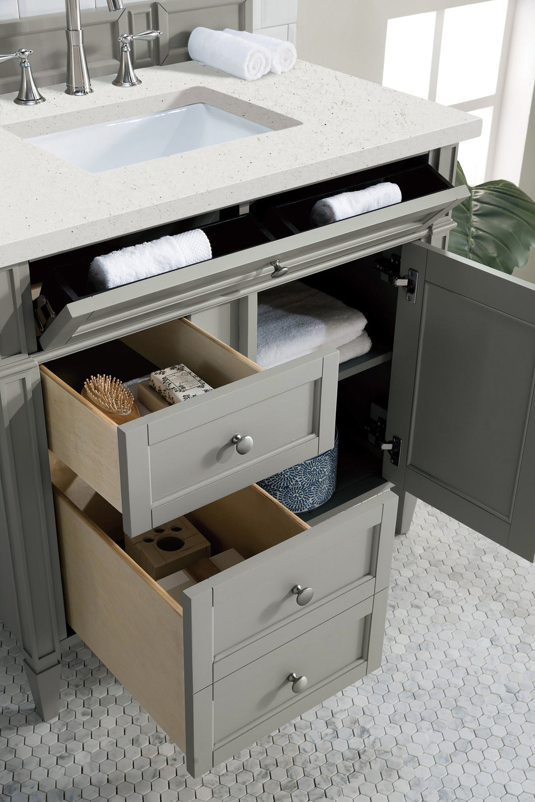 Brittany 36" Single Vanity, Urban Gray w/ 3 CM Lime Delight Silestone Top