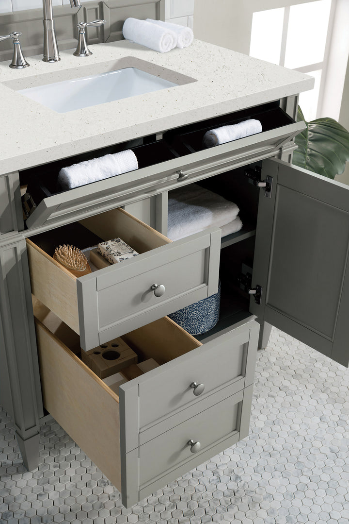 Brittany 36" Single Vanity, Urban Gray w/ 3 CM Lime Delight Silestone Top