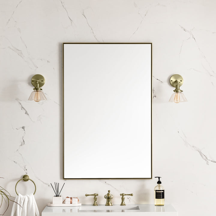 Rohe 26" Rectangular Mirror, Champagne Brass