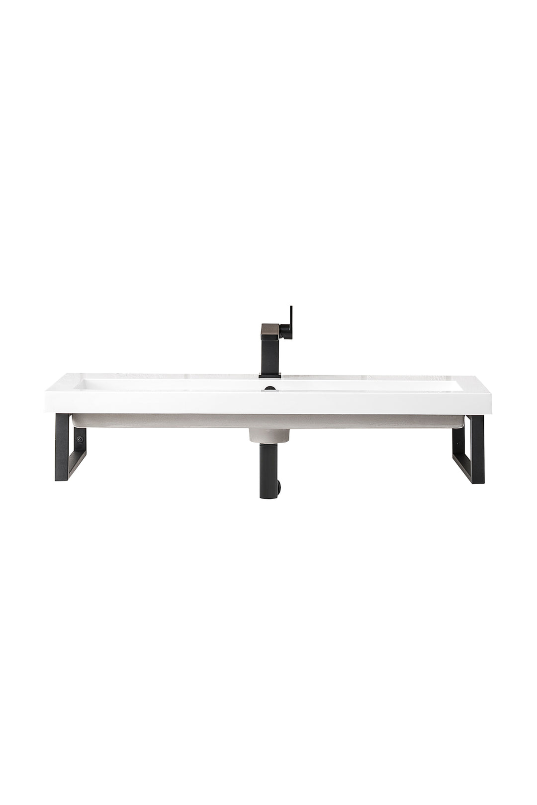 Two Boston 15.25" Wall Brackets, Matte Black w/ 39.5" White Glossy Composite Stone Top