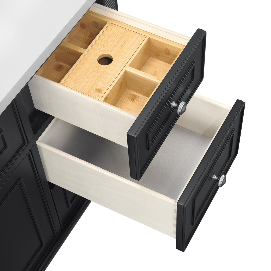 Lorelai 48" Single Vanity, Black Onyx w/ 3 CM White Zeus Silestone Top