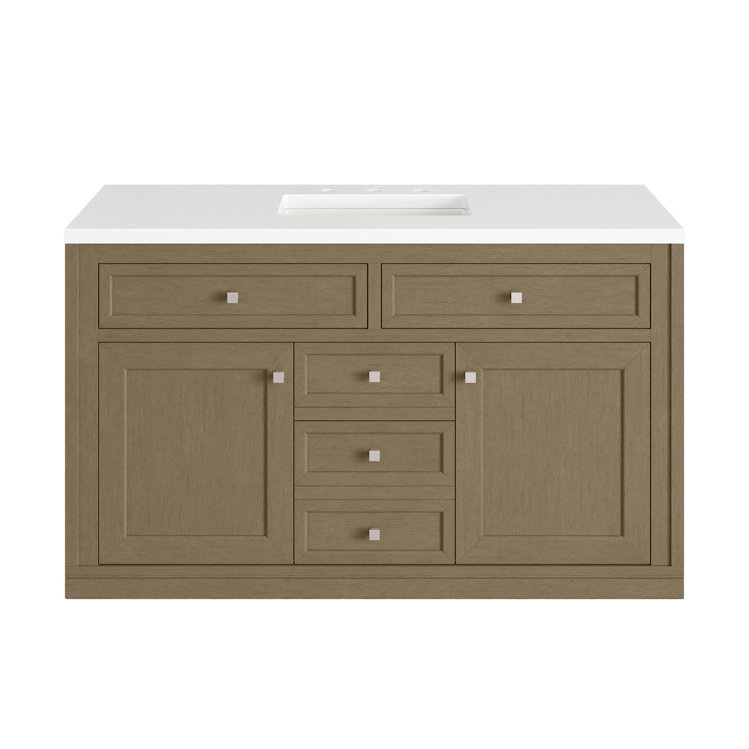 Chicago 48" Single Vanity, Walnut Whisper, w/ 3 CM White Zeus Silestone® Top