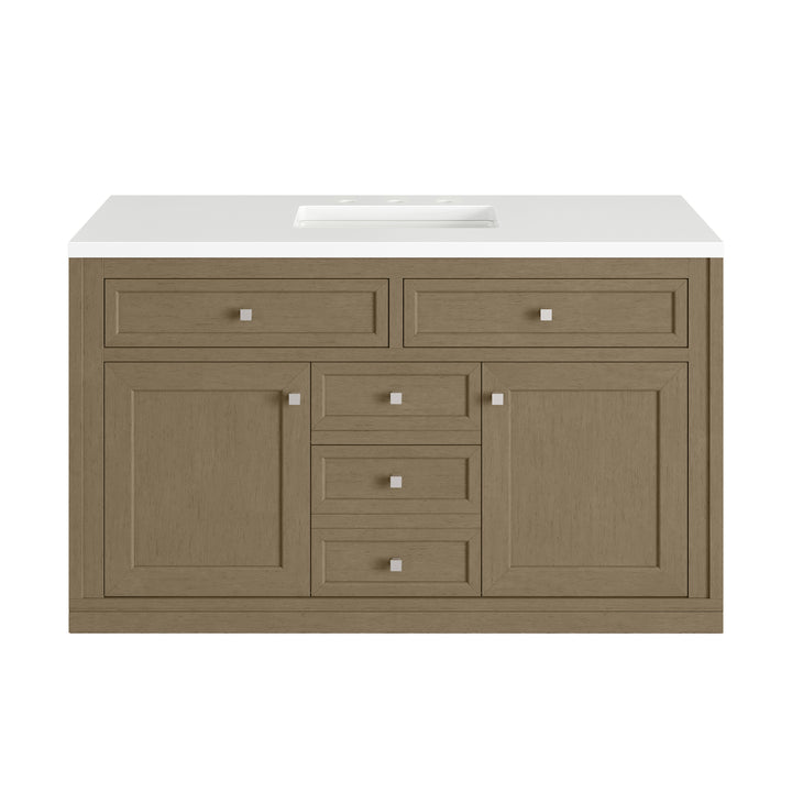 Chicago 48" Single Vanity, Walnut Whisper, w/ 3 CM White Zeus Silestone® Top