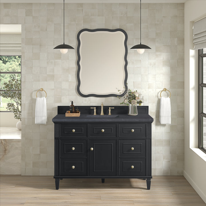 Lorelai 48" Single Vanity, Black Onyx w/ 3 CM Charcoal Soapstone Silestone Top