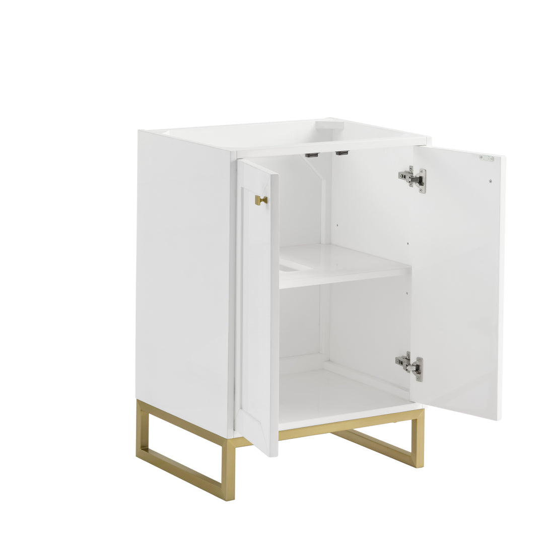 Chianti 24" Single Cabinet, Glossy White, Champagne Brass