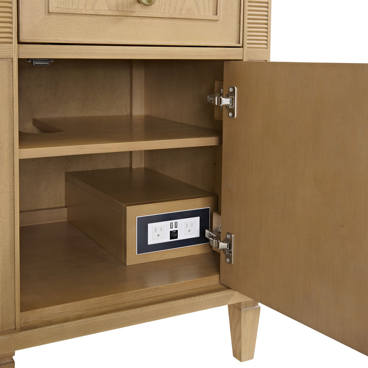 Lorelai 60" Double Vanity, Light Natural Oak w/ 3 CM Eternal Jasmine Pearl Silestone Top w/FreePower Wireless Charger