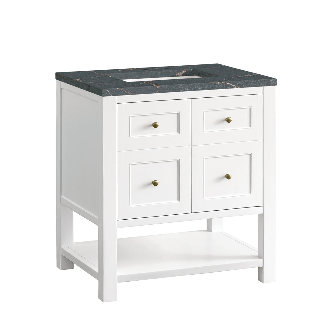 Breckenridge 30" Single Vanity, Bright White w/ 3 CM Parisien Bleu Top
