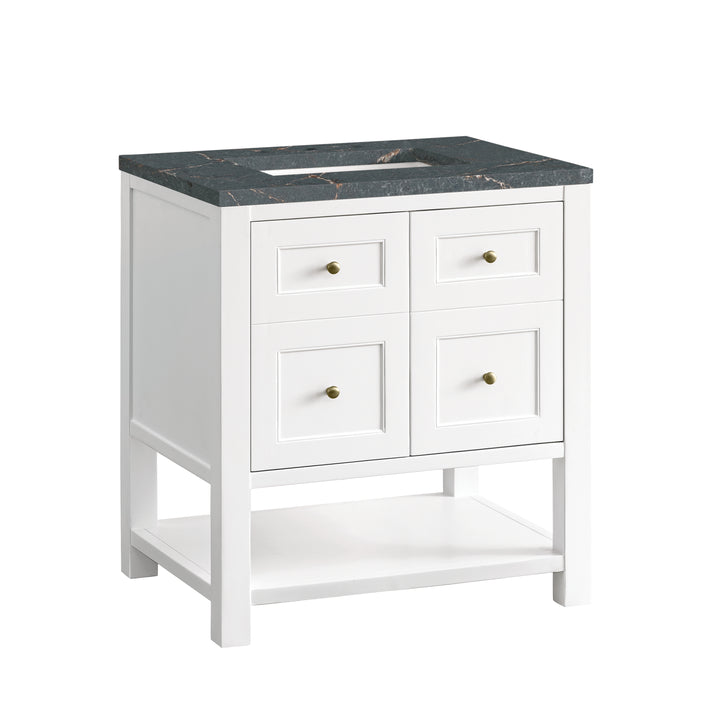 Breckenridge 30" Single Vanity, Bright White w/ 3 CM Parisien Bleu Top