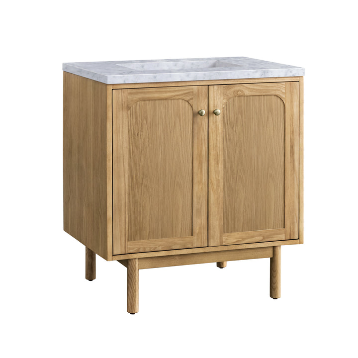 Laurent 30" Single Vanity, Light Natural Oak w/ 3 CM Carrara Marble Top
