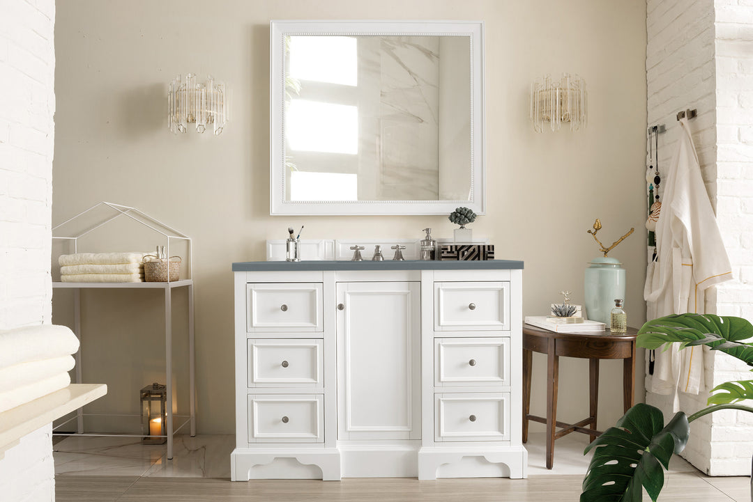 De Soto 48" Single Vanity, Bright White w/ 3 CM Cala Blue Silestone Top